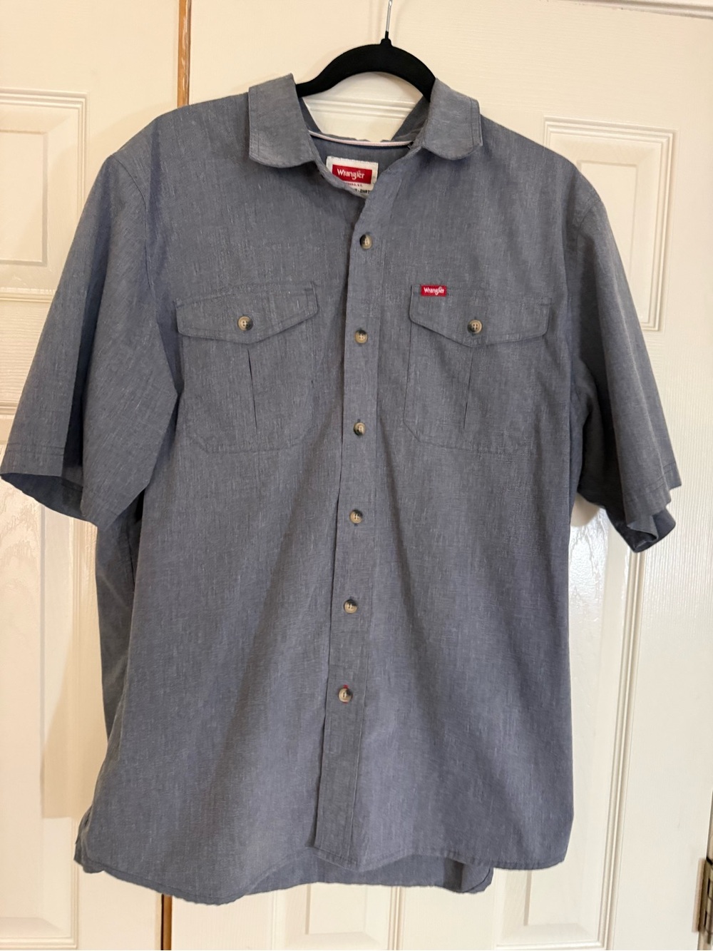 Wrangler Gray Chambray Stretch Shirt Large